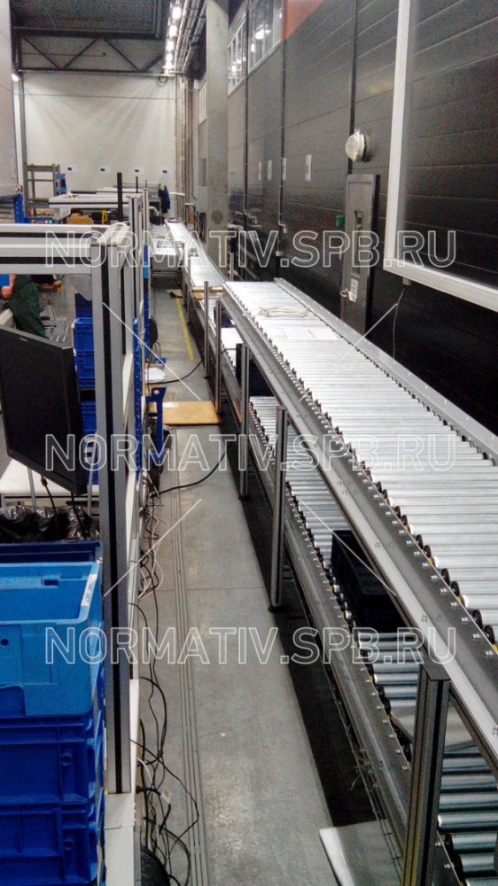 промышленная автоматизация склада - рольганги для транспортировки ящиков