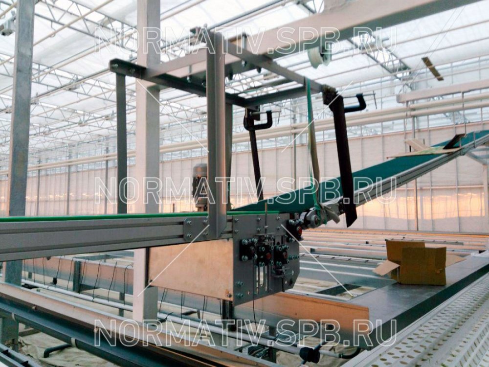 Монтаж конвейерного оборудования от ООО Норматив для транспортировки салатов на упаковку и склад