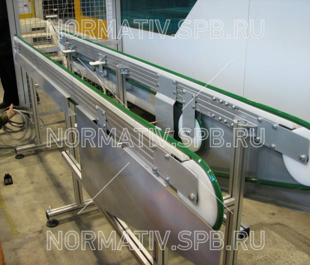 Двух ручьевой ременной конвейер для транспортировки автомобильных бамперов - производство ООО "Норматив"