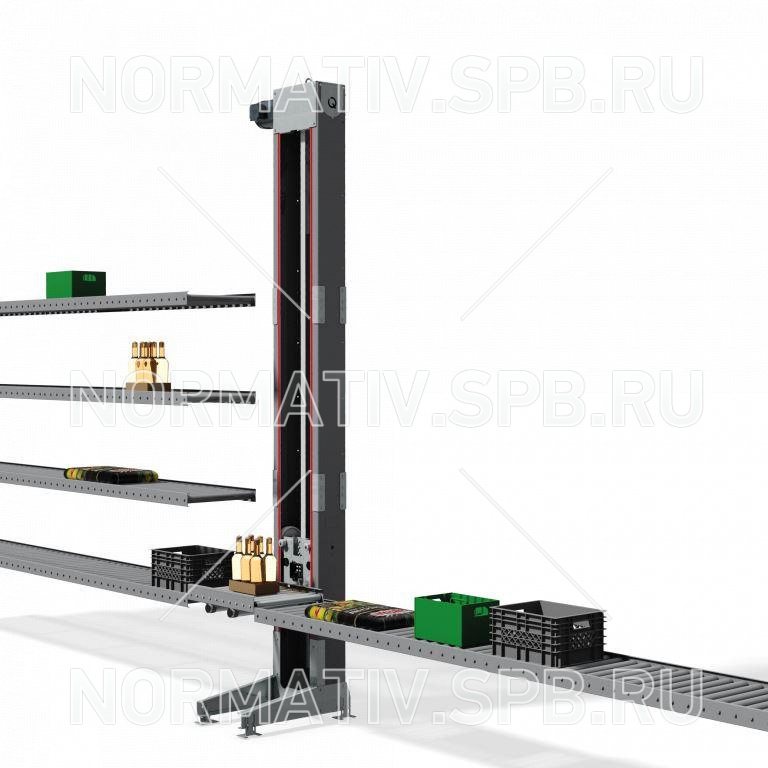 Вертикальный конвейер - подъёмник для ящиков и коробов