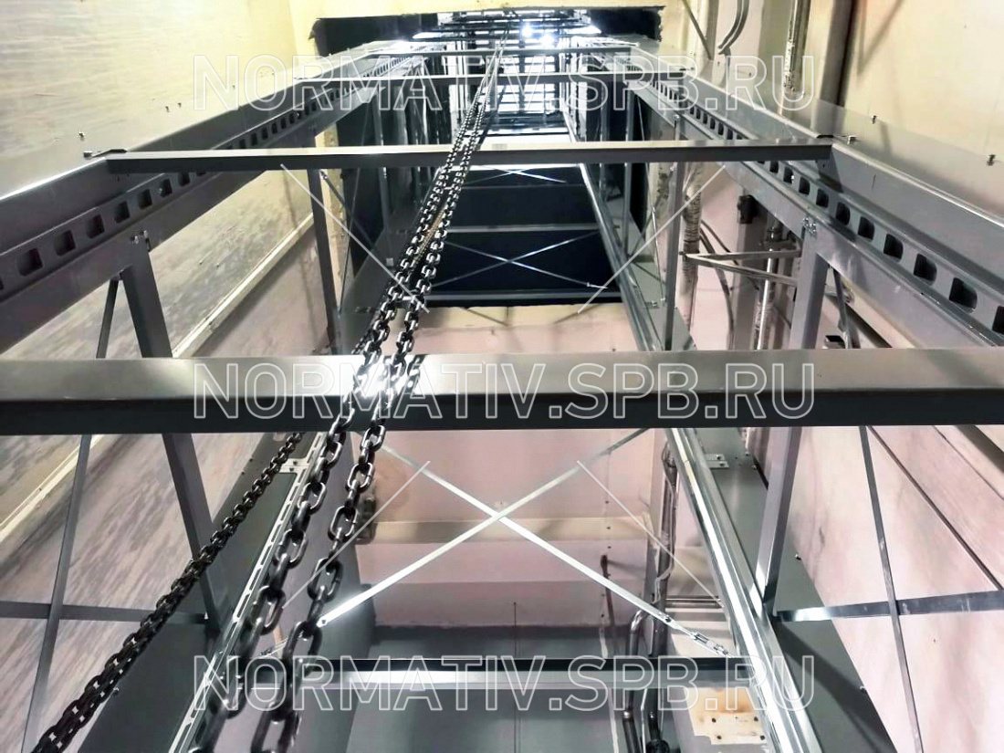 Монтаж шахтного паллетного лифта высотой 16 метров