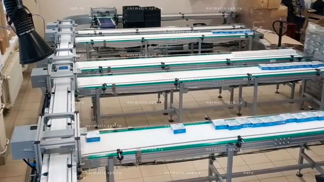 Производственная линия сортировки коробов с продукцией