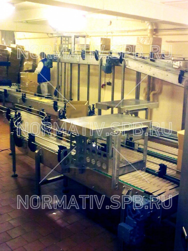 Система формирования коробов и укладки в них пакетов на конвейере от ООО "Норматив"